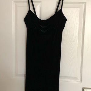 Black velvet spaghetti strap dress
